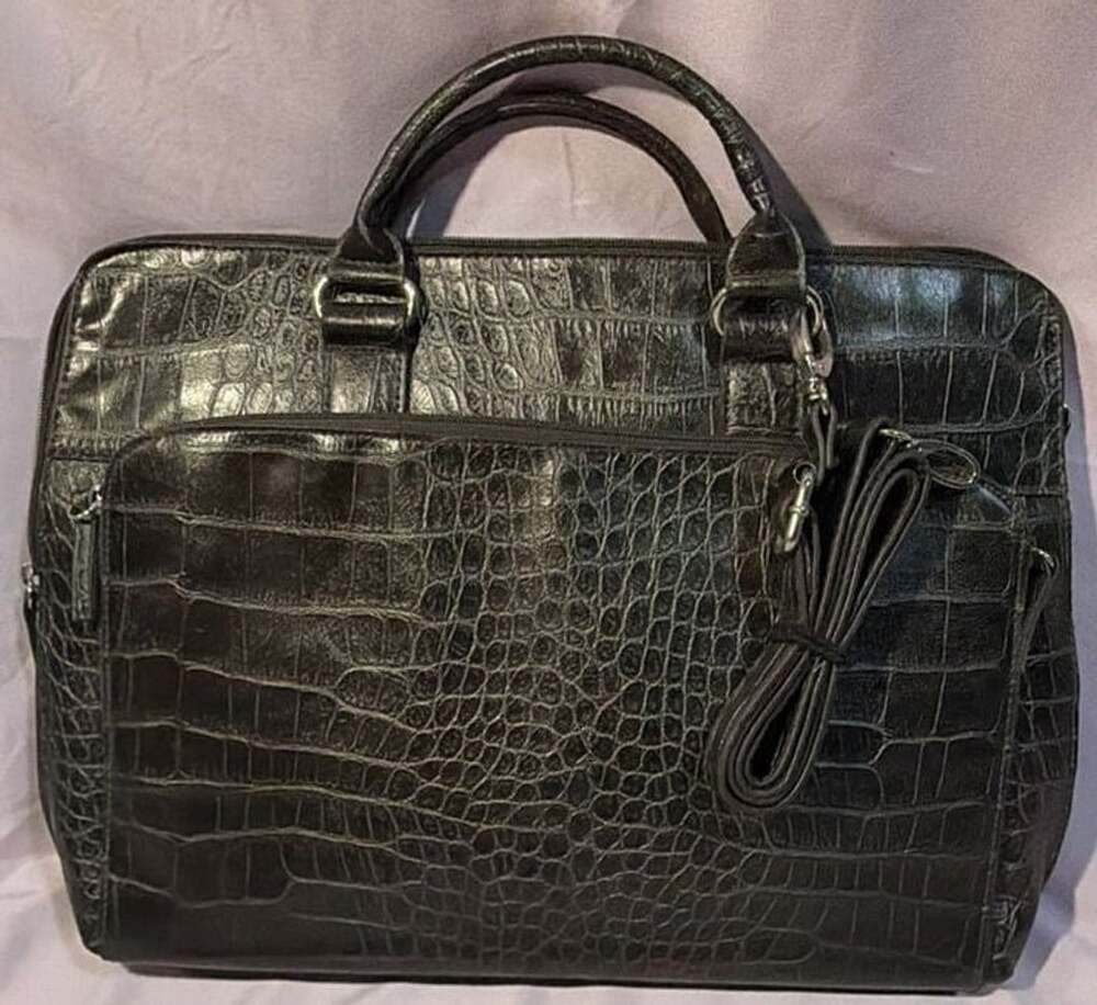 Bueno Crocodile Embossed Laptop Briefcase Black